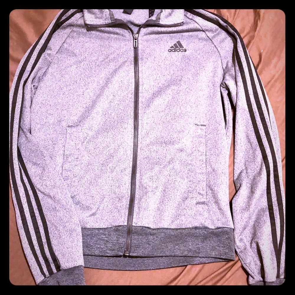 Adidas Track Jacket Grey Black Small ZIP-Up